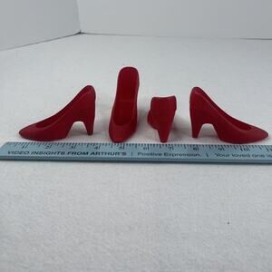 4 Ruby Red Doll Shoes Sparkly 4” Long Craft Project Statue High Heals